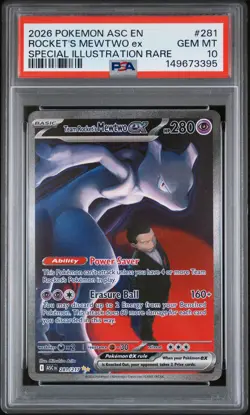 2026 POKEMON ASC EN-ASCENDED HEROES #281 TEAM ROCKET'S MEWTWO EX PSA 10 - Image 1