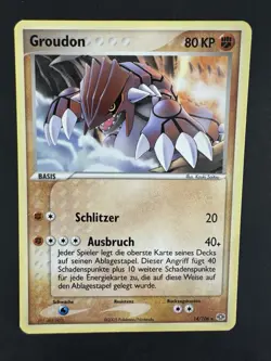 Vintage Pokemon Groudon 14/106 EX Emerald Regular TCG Card German Nintendo 2005 - Image 1