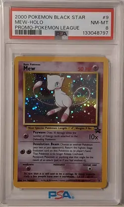 2000 POKEMON PROMO BLACK STAR POKEMON LEAGUE #9 MEW HOLO PSA 8 Vintage W/Swirl - Image 3