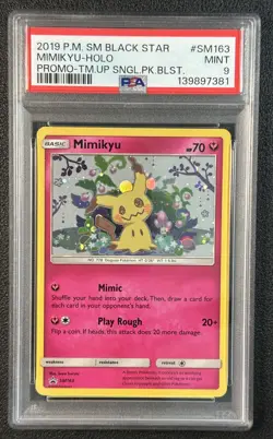 MIMIKYU HOLO PSA 9 2019 POKEMON SM BLACK STAR PROMOS #SM163 SINGLE TEAM UP 81 - Image 1