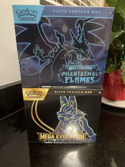 Pokemon TCG ETB Phantasmal Flames & MEGA EVOLUTIONS LUCARIO Elite Trainer Box X2 - Image 1