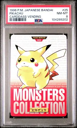 1996 POKEMON JAPANESE BANDAI CARDDASS VENDING #25 PIKACHU CARDDASS VENDING PSA 8 - Image 1