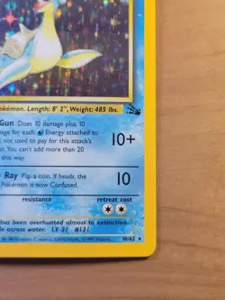 Pokemon Vintage Lapras 10/62 Fossil Holo Rare Unlimited Card - Image 5