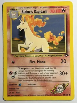 Blaine's Rapidash Gym Challenge 033/132 MP-HP Pokemon Card - Image 1