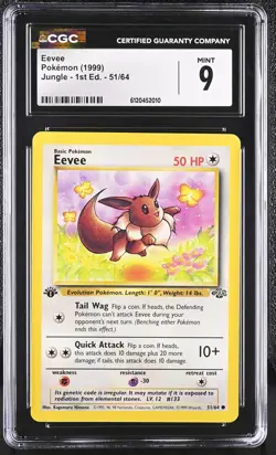 CGC 9 MINT Eevee 1999 Jungle 1st Edition 51/64 Pokemon Card - Image 1