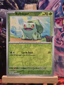 Bulbasaur - 001/165 - Pokemon 151 STAMPED Holo Rare Card NM 🔥CLEAN🔥 - Image 1