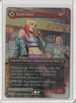 Marvel's Spider-Man MTG Gwen Stacy/Ghost-Spider (0202) Borderless FOIL Mint - Image 2