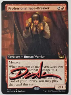 PROFESSIONAL FACE-BREAKER Dan Scott ARTIST SIGNED Auto MTG Magic non-foil Miscut - Image 1