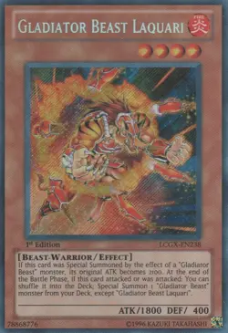 Yugioh! MP Gladiator Beast Laquari - LCGX-EN238 - Secret Rare - 1st Edition Mode - Image 1