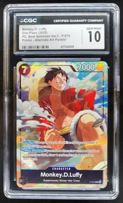 2025 One Piece The Best Vol. 3 Monkey D. Luffy Promo #P-075 Alt Art CGC 10 A PT - Image 1