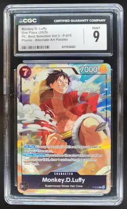 2025 One Piece The Best Vol. 3 Monkey D. Luffy Promo #P-075 Alt Art CGC 9 A PT - Image 1