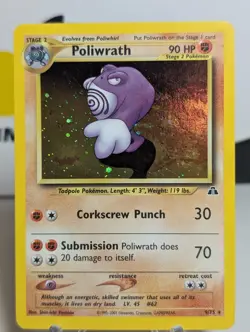 Poliwrath 9/75 Neo Discovery Unlimited Holo Swirl Vintage WOTC Pokemon Card - LP - Image 1