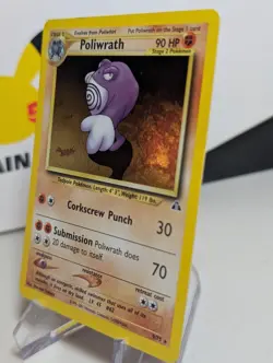 Poliwrath 9/75 Neo Discovery Unlimited Holo Swirl Vintage WOTC Pokemon Card - LP - Image 3