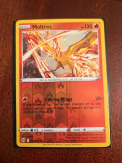 2022 Brilliant Stars Set Pokemon Card 021 Moltres Reverse Foil LP - Image 1