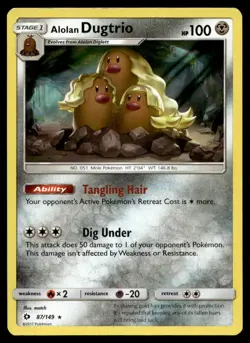 Alolan Dugtrio 87/149 Pokemon Card Sun & Moon Rare 100 HP Holo Lightly Played OS - Image 1