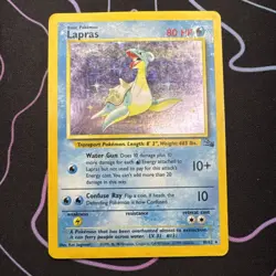 Pokemon TCG Lapras Fossil Holo Unlimited Rare Card 10/62 HP Condition - Image 1