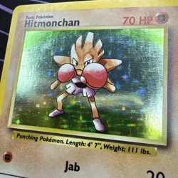 Pokemon TCG Hitmonchan Unlimited Rare Holo Card Base Set 007/102 LP - Image 3