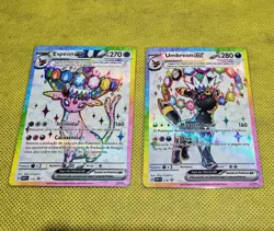 Pokemon TCG Umbreon 176 & Espeon ex 175 SVP Promo Set Prismatic Portuguese Card - Image 2