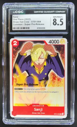 2022 ONE PIECE SANJI SUPER PRE-RELEASE STRAW HAT CREW ST01-004 CGC 8.5 A PT - Image 1