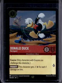 2023 Disney Lorcana Rise of the Floodborn Donald Duck - Not Again! Foil #106/204 - Image 1