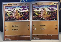 (Set Of 2) Pokemon Mega Evolution Reverse Holo Card - Sandshrew (068/132) - Image 1