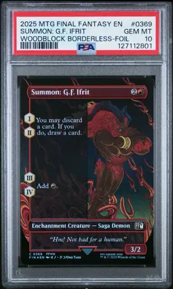 PSA 10 SUMMON: G.F. IFRIT WOODBLOCK BORDERLESS FOIL #0369 2025 MTG FINAL FANTASY - Image 3