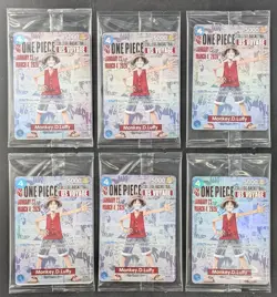 LOT of (6) One Piece Monkey D Luffy US College Basketball SEALED Promo Cards - Image 1