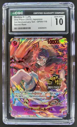 2025 ONE PIECE JAPANESE MONKEY D. LUFFY SECRET RARE OP09-119 CGC 10 A PT - Image 1
