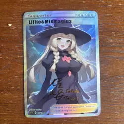 Lillie & Mismagius Pokemon Trainer Card - Waifu Foil Card - Goddess Story - Image 1