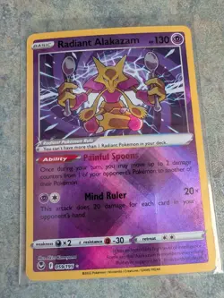 Radiant Alakazam 059/195 Silver Tempest Holo Rare Pokemon TCG Card NM - Image 1