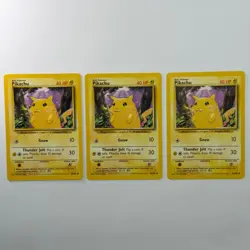 Pokemon TCG Pikachu (Yellow Cheeks) Base Set #58/102 3-Card Lot WOTC 1999 - Image 1