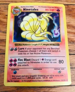 Pokemon TCG Ninetales Base Set 12/102 Holo Shadowless Holo Rare LP Vintafe Card - Image 1