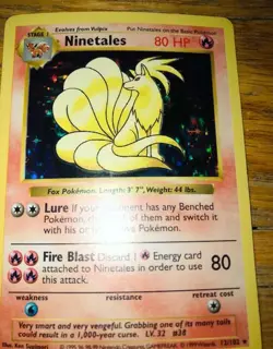 Pokemon TCG Ninetales Base Set 12/102 Holo Shadowless Holo Rare LP Vintafe Card - Image 2