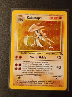 Pokemon TCG Kabutops 9/62 Fossil Holo Unlimited Card - Image 1