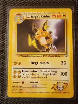 Lt. Surge's Raichu Unlimited Rare Gym Heroes 028/132 LP Pokemon Card - Image 1