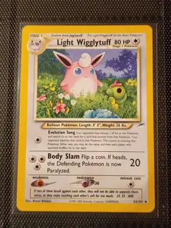 Pokemon TCG Light Wigglytuff Neo Destiny Uncommon Card 54/105 WOTC NM - Image 1