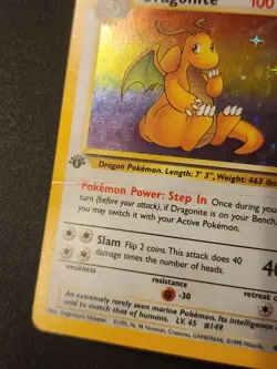 1st edition Dragonite 4/62 Fossil Holo Pokemon Card Vintage WoTC - Image 4