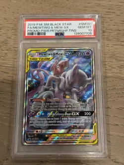Pokemon Pm Sm Black Star Fa Mewtwo & Mew Gx Promo PWR Partnership PSA 10 Gem Mt - Image 1