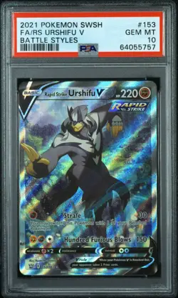 Pokemon TCG Urshifu v Rapid Strike 087/163 Holo Rare Battle Styles PSA 10 - Image 1