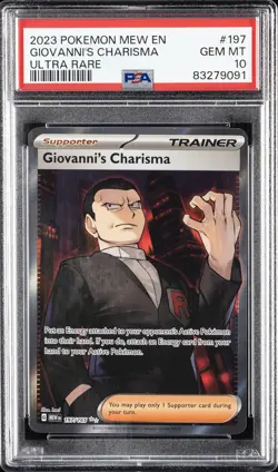 2023 POKEMON MEW EN-151 ULTRA RARE #197 GIOVANNI'S CHARISMA PSA 10 - Image 1