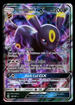 2017 Pokemon Sun & Moon 80/149 UMBREON GX Full Art Ultra Rare Holo - Image 1