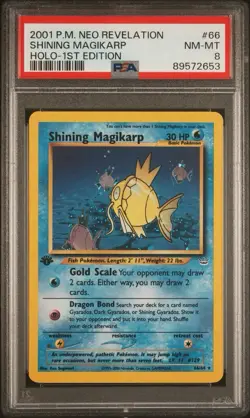 2001 Pokemon Neo Revelation - Shining Magikarp Holo 1st Edition 66/64 PSA 8 - Image 1