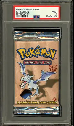 Pokemon 1999 WOTC 1st Edition Fossil Aerodactyl Sealed Booster Pack PSA 9 - Image 1