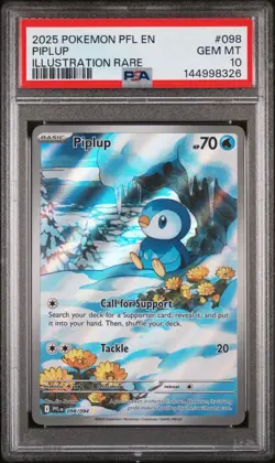 2025 Pokemon Phantasmal Flames 098/094 Illustration Rare Piplup PSA 10 - Image 1