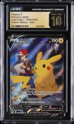2022 POKEMON LOST ORIGIN FULL ART HOLO #TG16 PIKACHU V CGC 10 PRISTINE - Image 1