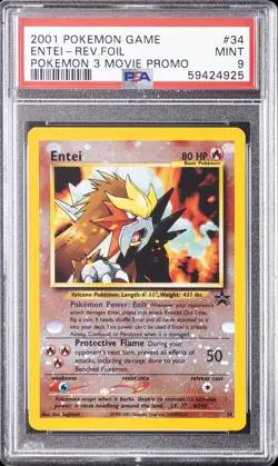 2001 POKEMON GAME MOVIE POKEMON 3 MOVIE PROMO #34 ENTEI-REVERSE FOIL PSA 9 - Image 1