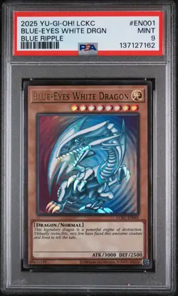 Yu-Gi-Oh! TCG Blue-Eyes White Dragon LCKC-EN001 Blue Ripple PSA 9 - Image 1
