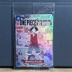One Piece Monkey D. Luffy College Basketball Promo Card P-055 SEALED - Image 1