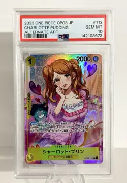 ONE PIECE CHARLOTTE PUDDING PSA 10 GEM MINT OP03-112 Japanese Alternate Art - Image 1