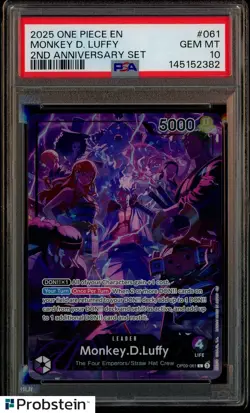 2025 One Piece EN 2nd Anniversary Set #061 Monkey D. Luffy PSA 10 GEM MINT - Image 1